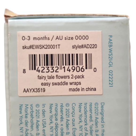 New Floral 2 Pack Aden + Anais Wrap Swaddles Maxi-Langes Wrap Zipper Bottom 0-3M - Picture 5 of 6